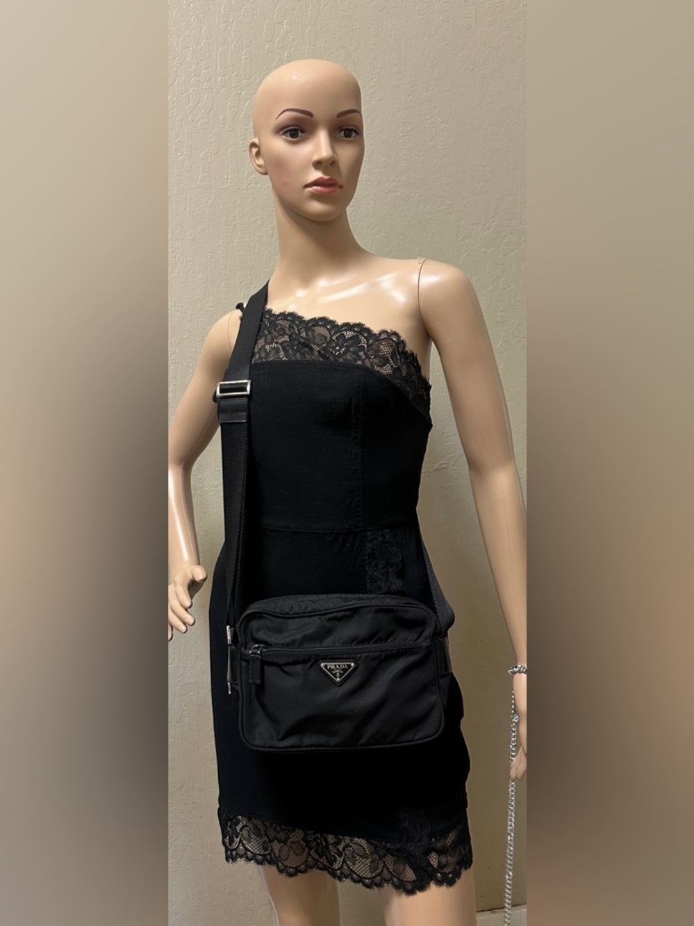 Prada Black Nylon Messenger Bag with Logo Plaque - Picture 16 of 16